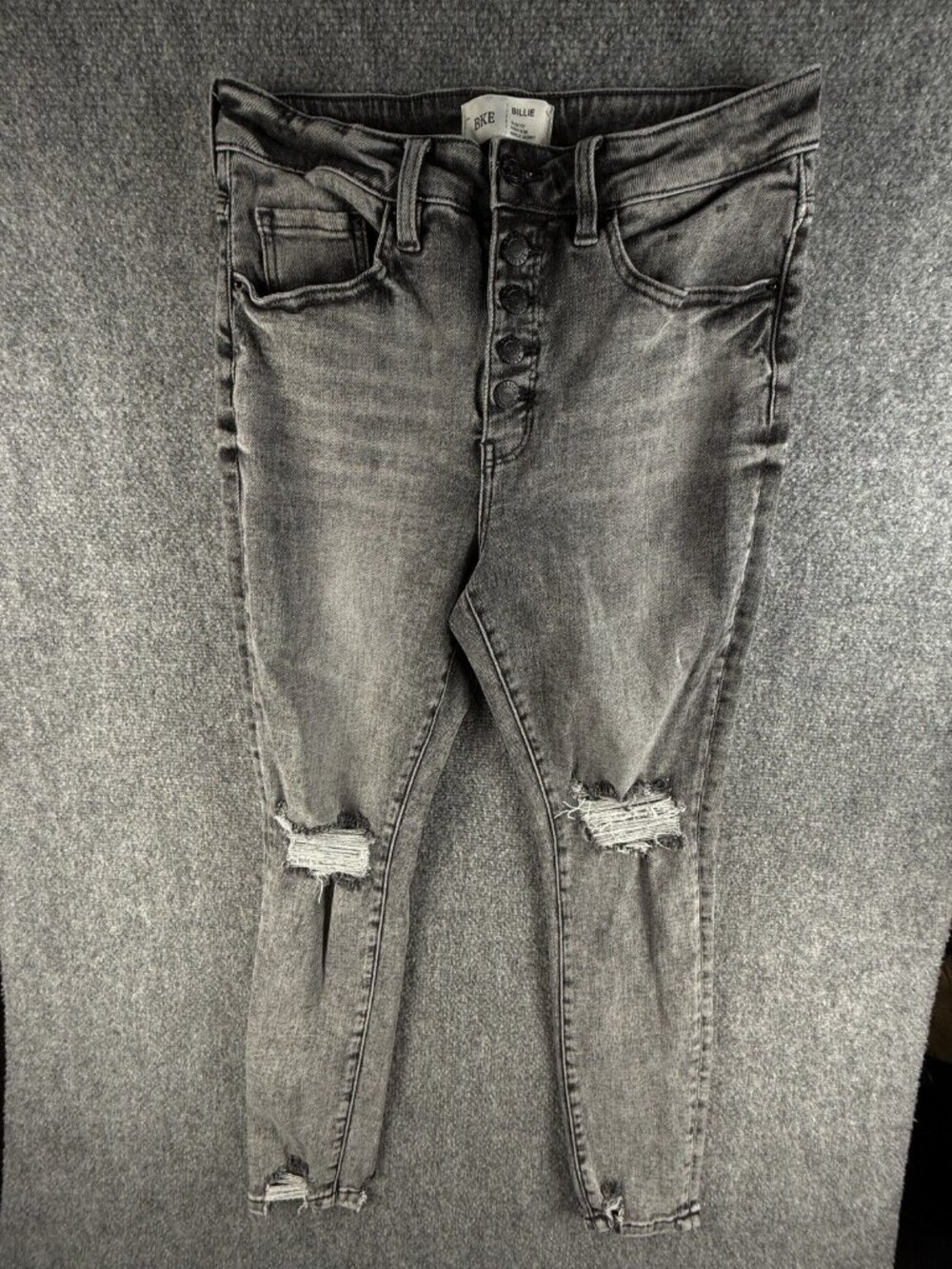 BKE Billie Gray Denim Jeans Slim Fit High Rise Ankle Skinny Stretch ACTL 29x27